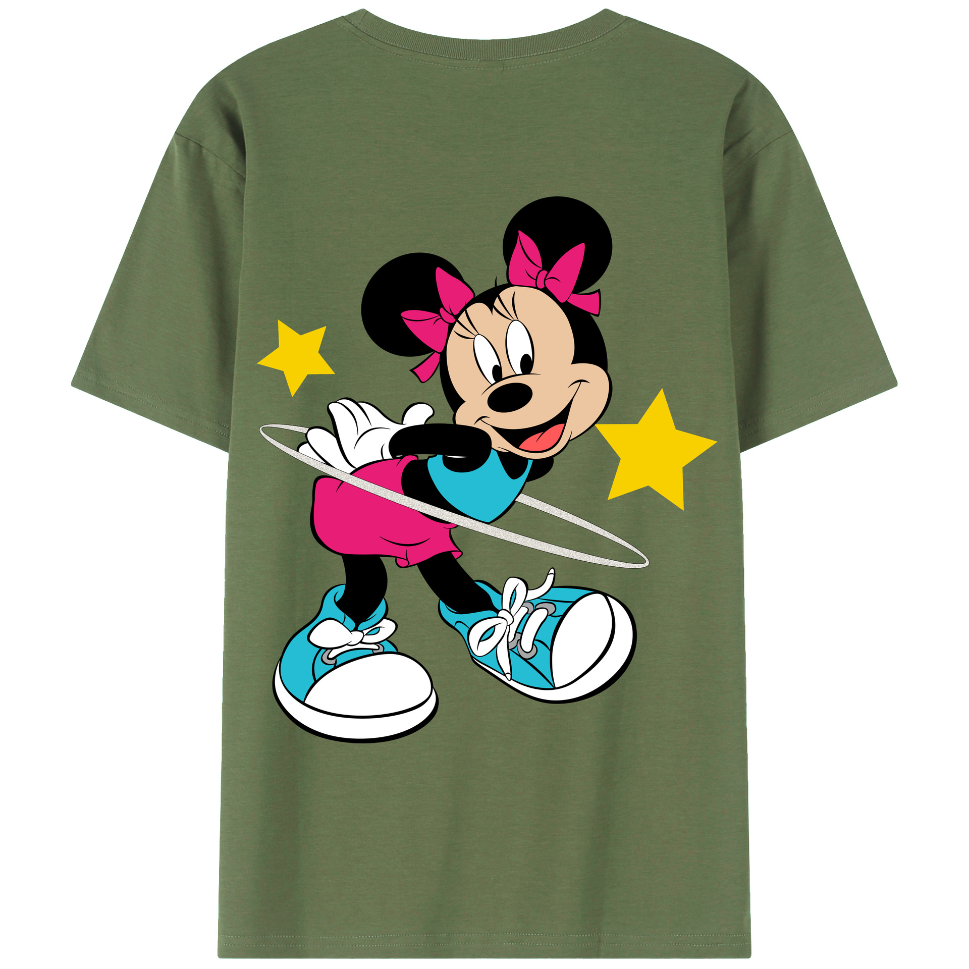ミッキーマウス Mickey Mouse 綿100％ メンズ半袖Tシャツ（バックプリント） 通気性